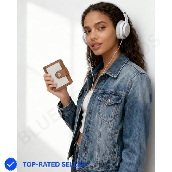 Compact Bifold Wallet RFID Blocking Vegan Leather Minimal Chic Travel Essential - Picture 3 of 6